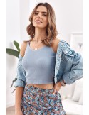 Kurze Strickbluse mit Trägern, blau MP32858 – Online-Shop – Boutique